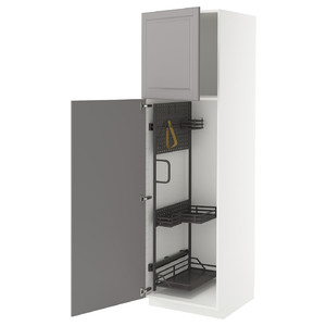 METOD High cabinet with cleaning interior, white/Bodbyn grey, 60x60x200 cm