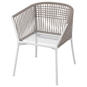 SEGERÖN Outdoor chair with armrests, white/beige