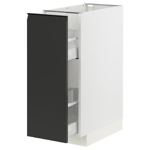 METOD / MAXIMERA Base cabinet/pull-out int fittings, white/Upplöv matt anthracite, 30x60 cm