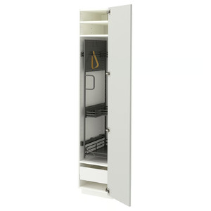 METOD/MAXIMERA High cabinet with cleaning interior, white/Aspudden light grey, 40x60x200 cm