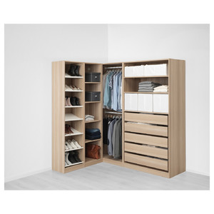 PAX Corner wardrobe, white stained oak effect, 160/188x201 cm