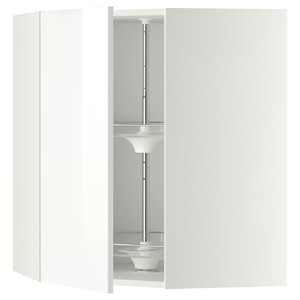 METOD Corner wall cabinet with carousel, white, Ringhult white, 68x80 cm