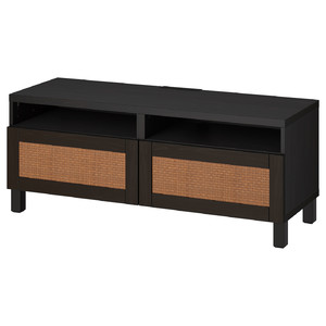 BESTÅ TV bench with drawers, black-brown/Studsviken/Stubbarp dark brown, 120x42x48 cm