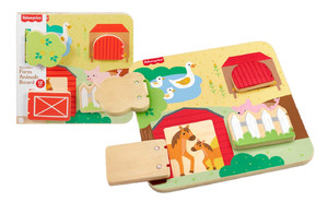Fisher-Price Wooden Farm Animal Board Busy Activity Toy JCY33 12m+
