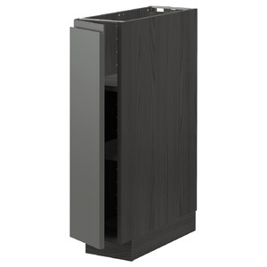 METOD Base cabinet with shelves, black/Voxtorp dark grey, 20x60 cm