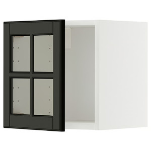 METOD Wall cabinet with glass door, white/Bodbyn black, 40x40 cm
