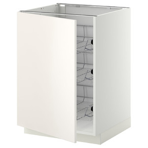 METOD Base cabinet with wire baskets, white/Veddinge white, 60x60 cm