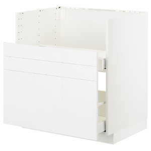 METOD Bc f BREDSJÖN sink/2 fronts/2 drws, white Ringhult/high-gloss white, 80x60 cm