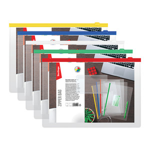 Zipper Bag for Documents PVC A4, 1pc, assorted colours