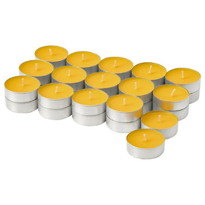 SVARTOXBÄR Scented tealight, Mimosa/yellow, 3.5 hr