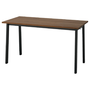 MITTZON Conference table, walnut veneer/black, 140x68x75 cm