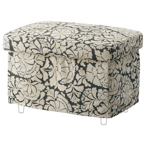 STRANDMON Slipcover for footstool, Ribersborg dark grey/beige