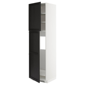 METOD High cabinet for fridge w 2 doors, white/Lerhyttan black stained, 60x60x220 cm
