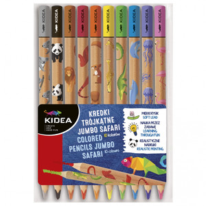 Kidea Colour Pencils Triangular Jumbo Safari 10 Colours