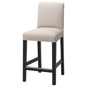 BERGMUND Bar stool with backrest, black/Hallarp beige, 62 cm