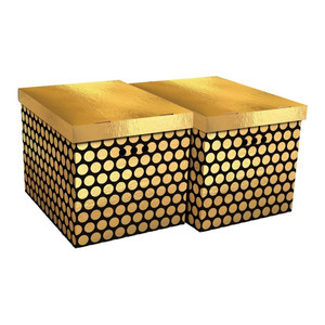 Storage Box XL dots 2pcs, gold