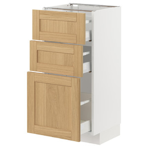 METOD / MAXIMERA Base cabinet with 3 drawers, white/Forsbacka oak, 40x37 cm