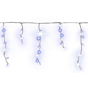 Christmas Curtain Lights In-/Outdoor 200 LED 9.6m, icicles, blue + white flash