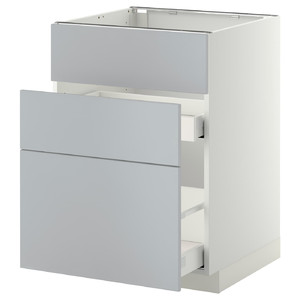 METOD / MAXIMERA Base cab f sink+3 fronts/2 drawers, white/Veddinge grey, 60x60 cm