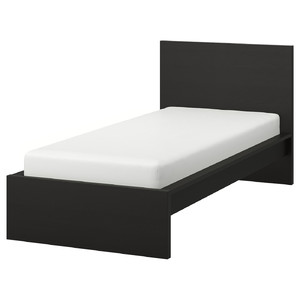 MALM Bed frame, high, black-brown, Lönset, 90x200 cm