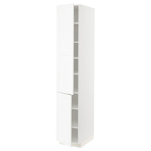 METOD High cabinet with shelves/2 doors, white Enköping/white wood effect, 40x60x220 cm