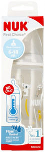 NUK First Choice Plus Baby Bottle with Temperature Control 300ml 6-18m, grey