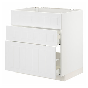 METOD / MAXIMERA Base cab f sink+3 fronts/2 drawers, white/Stensund white, 80x60 cm