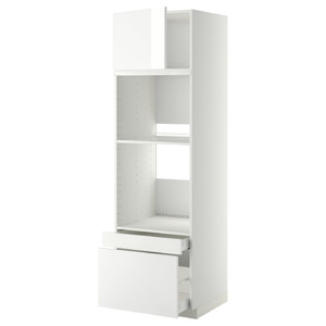 METOD / MAXIMERA Hi cab f ov/combi ov w dr/2 drwrs, white/Ringhult white, 60x60x200 cm