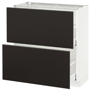 METOD / MAXIMERA Base cabinet with 2 drawers, white, Kungsbacka anthracite, 80x37 cm