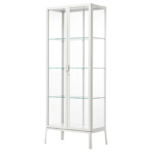 MILSBO Glass-door cabinet, white, 73x175 cm