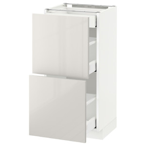 METOD / MAXIMERA Base cab with 2 fronts/3 drawers, white, Ringhult light grey, 40x37 cm