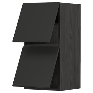 METOD Wall cab horizo 2 doors w push-open, black/Kungsbacka anthracite, 40x80 cm