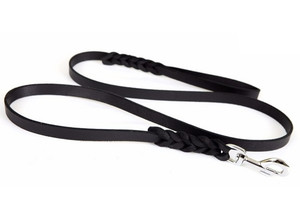 Dingo Braided Leather Dog Leash 0.8x230cm, black