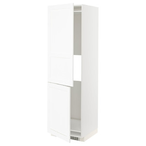 METOD Hi cab f fridge or freezer w 2 drs, white Enköping/white wood effect, 60x60x200 cm