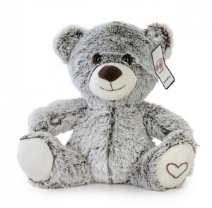 Soft Plush Toy Teddy Bear Heart 22cm, grey