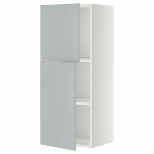 METOD Wall cabinet with shelves/2 doors, white/Veddinge grey, 40x100 cm