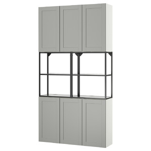 ENHET Storage combination, anthracite/grey frame, 120x32x225 cm