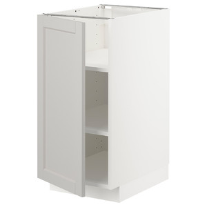 METOD Base cabinet with shelves, white/Lerhyttan light grey, 40x60 cm