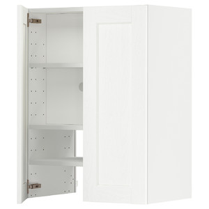 METOD Wall cb f extr hood w shlf/door, white Enköping/white wood effect, 60x80 cm