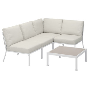 SEGERÖN 3-seat conversation set, outdoor white/beige/Frösön/Duvholmen beige