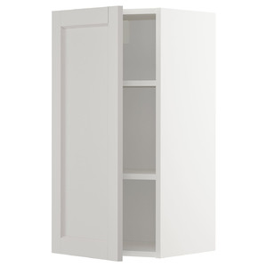 METOD Wall cabinet with shelves, white/Lerhyttan light grey, 40x80 cm
