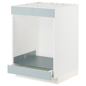 METOD / MAXIMERA Base cab for hob+oven w drawer, white/Kallarp light grey-blue, 60x60 cm