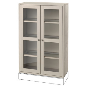 HAVSTA Glass-door cabinet, grey-beige, 81x35x123 cm