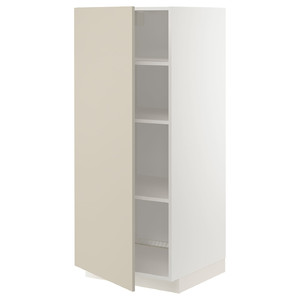 METOD High cabinet with shelves, white/Havstorp beige, 60x60x140 cm