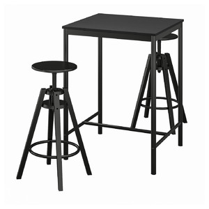 SANDSBERG / DALFRED Bar table and 2 bar stools, black/black, 67x67 cm