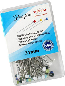 Glass Pins 31mm 100pcs, colour
