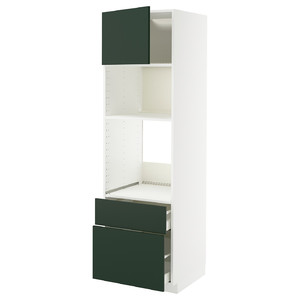 METOD / MAXIMERA High cab f oven/micro w dr/2 drwrs, white/Havstorp deep green, 60x60x200 cm