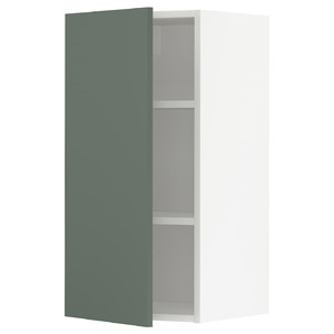METOD Wall cabinet with shelves, white/Bodarp grey-green, 40x80 cm