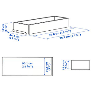 KOMPLEMENT Drawer, dark grey, 100x35 cm