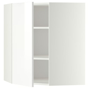 METOD Corner wall cabinet with shelves, white, Ringhult white, 68x80 cm